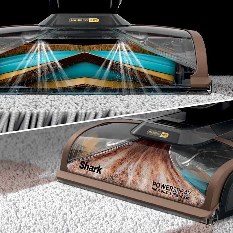 Cutaway view of the HairPro brushroll and PowerSpray high-pressure nozzle
